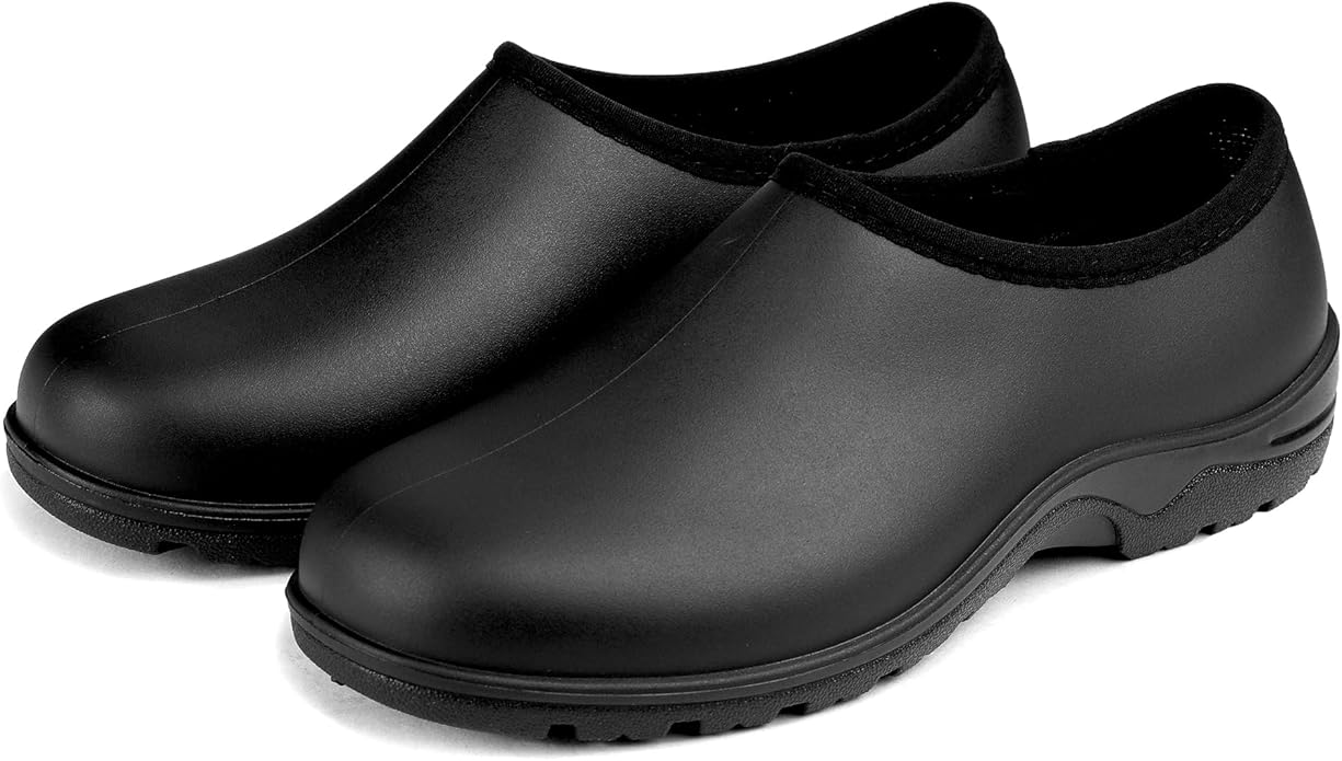 DKSUKO Waterproof Garden Shoe for Women Outdoor Slip-On Rain Boots Short Ankle Work Shoes and Garden Clogs with Comfort Insole