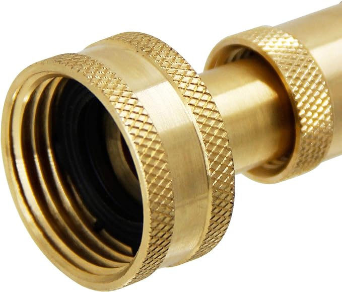 Triumpeek Solid Brass Hose Nozzle, 2 Pack 4" Heavy Duty Brass Garden Hose Nozzle with 10 Rubber Washers