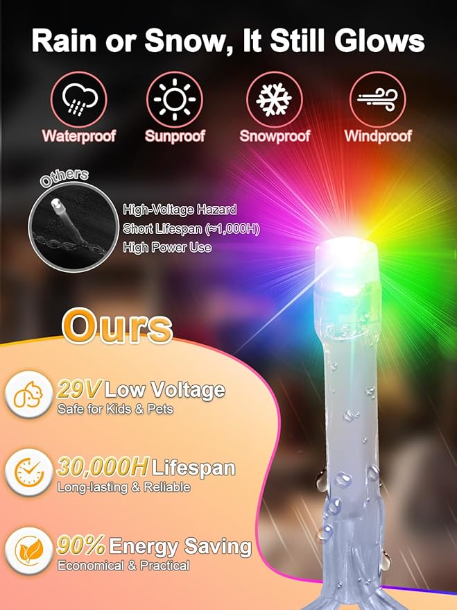 Christmas Lights with 300 LEDs, 100FT Connectable Plug in Fairy String Lights with Remote & Timer, IP65 Waterproof Lights for Yard, Garden, Christmas Décor (Color Changing + Warm White)