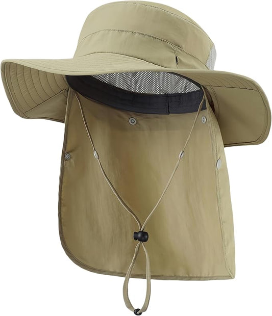 Home Prefer UPF 50+ Sun Hats for Men Women Wide Brim Fishing Hat with Neck Flap Summer Safari UV Protection Bucket Hat