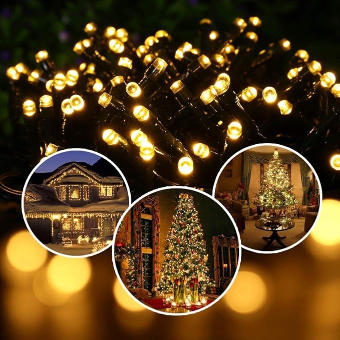 Toodour Christmas Lights Outdoor, 213ft 600 LED String Lights, Timer, Waterproof 8 Modes Outdoor Christmas String Light - Twinkle Light for Tree Home Garden Yard Wedding Party Xmas Decor(Warm White)
