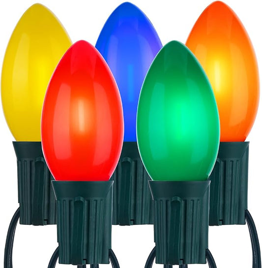 Vintage C9 LED Christmas Lights Outdoor, 150 Feet C9 String Lights with 150 Shatterproof C9 Bulbs, Waterproof Connectable Commercial Christmas Tree Lights for Outside Roofline Patio Decor, Multicolor