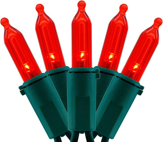 YULETIME 200 Count Red LED Christmas Lights, 66 Feet Green Wire UL Certified Commercial Grade Holiday String Light Set (Red)