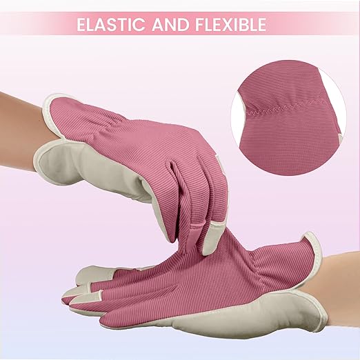 Gardening Gloves, Garden Gloves for Women and Men, Thorn Proof Working Gloves, Durable Leather Work Garden Gloves for Yard & Outdoor Work, Purple, M