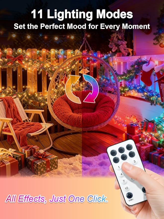 Christmas Lights with 1000 LEDs, 328FT Extra Long Plug in Fairy String Lights with Remote & Timer, IP65 Waterproof Lights for Yard, Garden, Christmas Décor (Color Changing + Warm White)