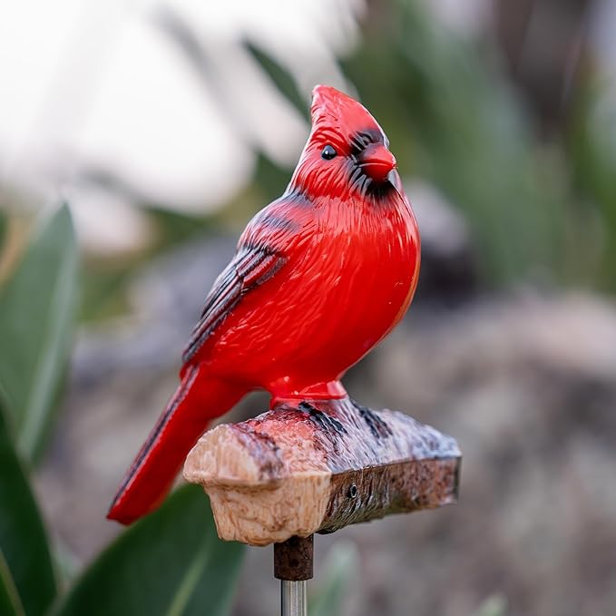 Cardinal Solar Stake Lights for Outside with Simulated Call and Breathing Light Waterproof Outdoor Christmas Decorations Yard Outdoor Use Perfect Garden Decorative Lights and Landscape Lighting