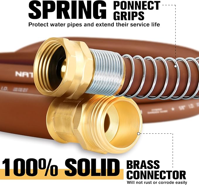 Short Leader Garden Hose 5/8" x 15ft, No Kink Lightweight Water Hose, Hybrid Rubber, Heavy Duty, 650 Burst PSI, Male to Female Fittings