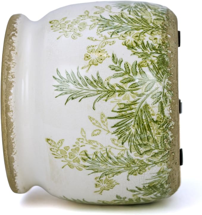 Ceramic Pot for Planter, Vintage Flower Pot with Drainage Holes, 6.29 inch Ice Crack Glazed Indoor Planters Pot (French Country)