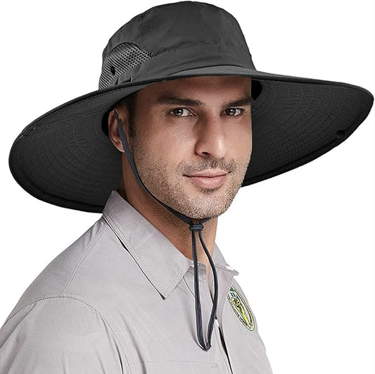 Wide Brim Fishing Sun Hat for Men Women, UPF 50+ Waterproof Bucket Boonie Hat Hiking Camping Safari Garden Beach