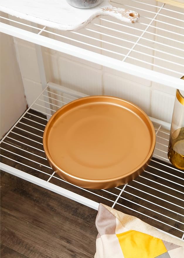 12 Inch Ceramic Saucer - Ceramic Drainage Tray for Plant Pot (Matte Gold)