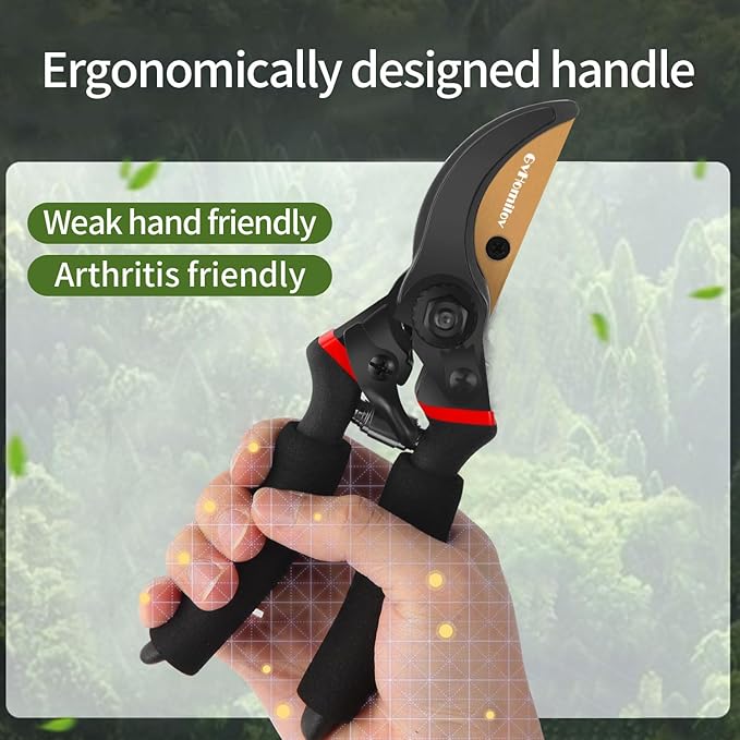 Pruning Shears for Gardening,8.5" Professional Bypass Garden Scissors,Hand Shears Heavy Duty，Pruners for Tree Trimming,Super Sharp SK5 Blade, Ergonomic Handle,Gardening Gift Women Men