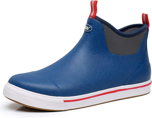 WTW Unisex Rain Boots for Men and Women Waterproof Rubber Fishing Deck Boots Neoprene Boots Slip on Ankle Garden Shoes