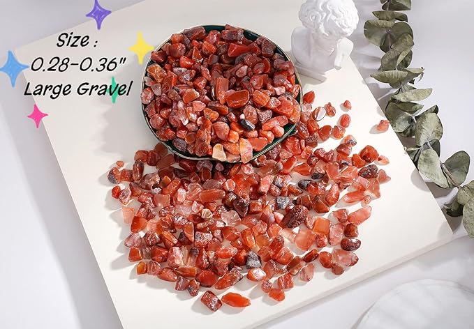 Red Carnelian Crystal Polished Rocks 0.3-0.4" Tumbled Reddish Brown Agate Stones Chips Quartz Stone Crushed Healing Crystals Natural Gem Home Decoration Aquarium Plants Vase Filler Ornament 0.6lbs