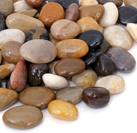 Calofulston 15LB River Rocks for Plants, Decorative Polished Stones for Garden Landscaping, Planters, Indoor and Outdoor Decor, Mixed Color, 1-1 3/4 Inch