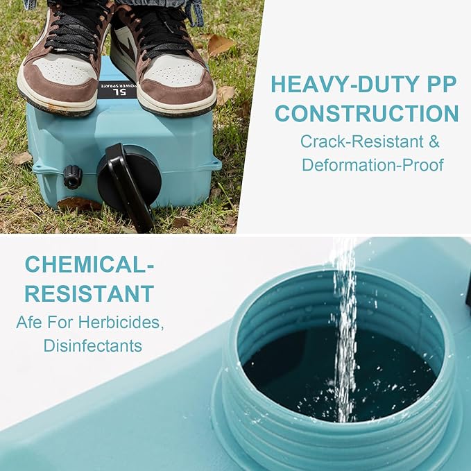 Battery Powered Sprayer 1.35 Gallon, Upgraded Electric Garden Sprayer with 3 Nozzles & 4 Spray Modes, Rechargeable Handle, Retractable Wand and Adjustable Shoulder Strap for Weed Killer, Yard, Blue