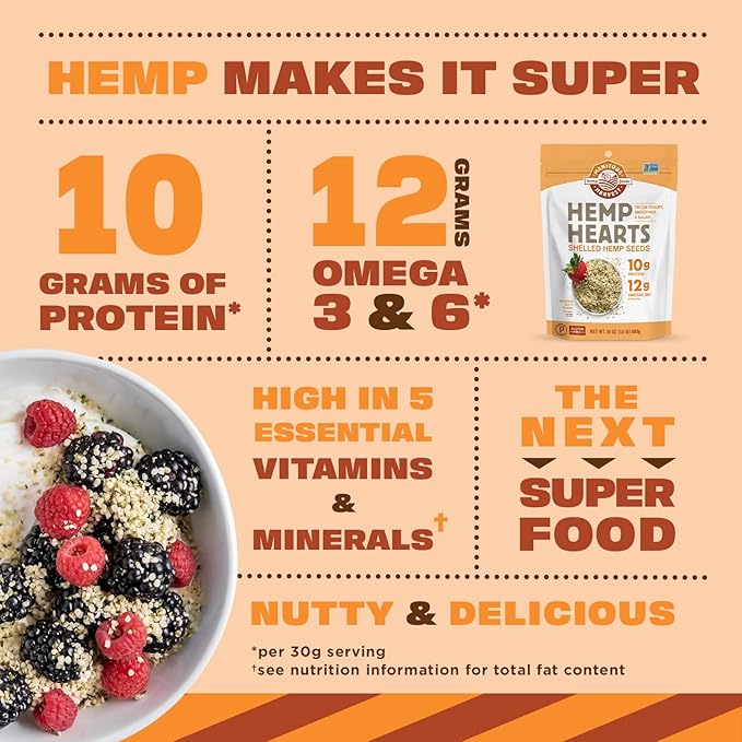 Manitoba Harvest Hemp Seeds, 8oz (Pack of 8) 10g Plant Based Protein, 12g Omega 3 & 6 per Serving, Perfect for smoothies, yogurt, salad, Non-GMO, Vegan, Keto, Paleo, Gluten Free