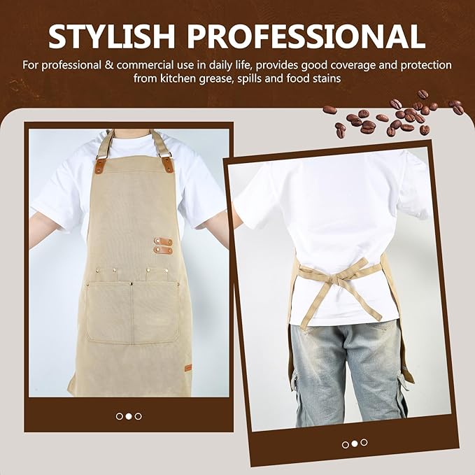 Chef Apron for Men Women with Pockets Adjustable Strap, Water Repellent Apron for Cooking, Baking