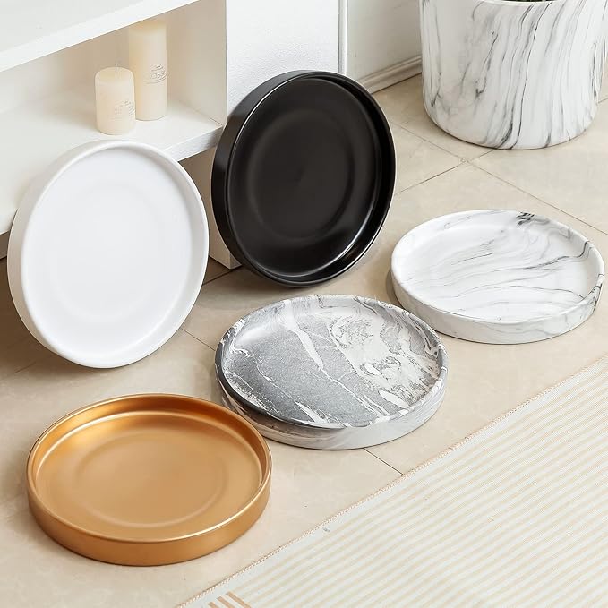 12 Inch Ceramic Saucer - Ceramic Drainage Tray for Plant Pot (Matte Gold)