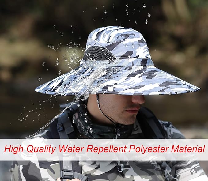 HUAMULAN 6" Super Wide Brim Sun Hats, Men and Women Bucket Hat for Fishing Hiking Garden Lawn Work Safari Camping Outdoor