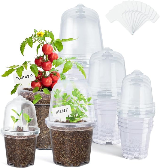 homenote Clear Nursery Pots for Plants,3/4/5 Inch Plant Pot for Planting with Humidity Domes Plastic Seedling with Drainage Holes Seed Starter Flower High Transparency (15 Pack)