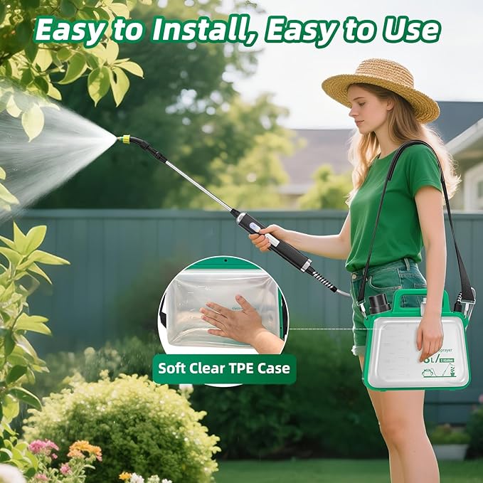 Battery Powered Sprayer 2.1 Gallon,2025 New Electric Garden Sprayer with USB Rechargeable Handle,3 Mist Nozzles, Retractable Wand, Adjustable Shoulder Strap,Weed Sprayers in Lawn & Garden