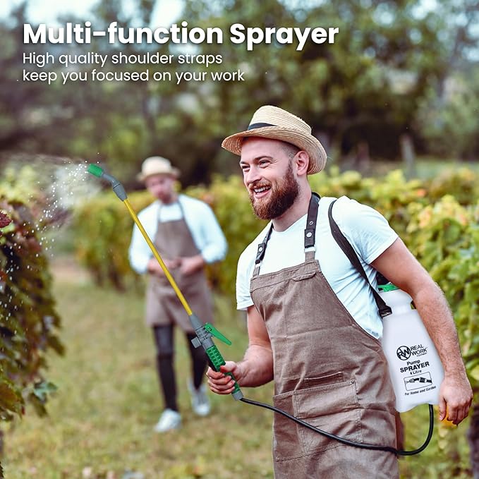 REALWORK 1-Gallon Handheld Tank Sprayer with Easy-Carry Shoulder Strap for Lawn, Garden, Yard, in Translucent White