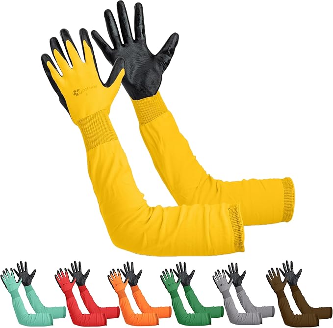 Long Sleeve Gardening Gloves Women and Men - Long Cuff Garden Gloves, Multipurpose Heavy Duty Outdoor and Indoor