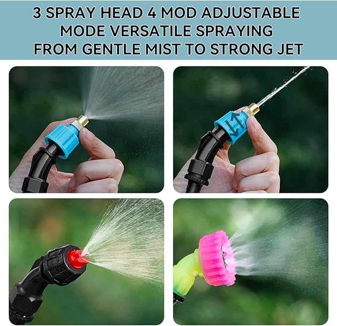 Battery Powered Sprayer 1.7 Gallon, Upgrade Powerful Electric Sprayer with 3 Mist Nozzles, Rechargeable Handle, Retractable Wand, Garden with Adjustable Shoulder Strap for Lawn,Garden,Cleaning