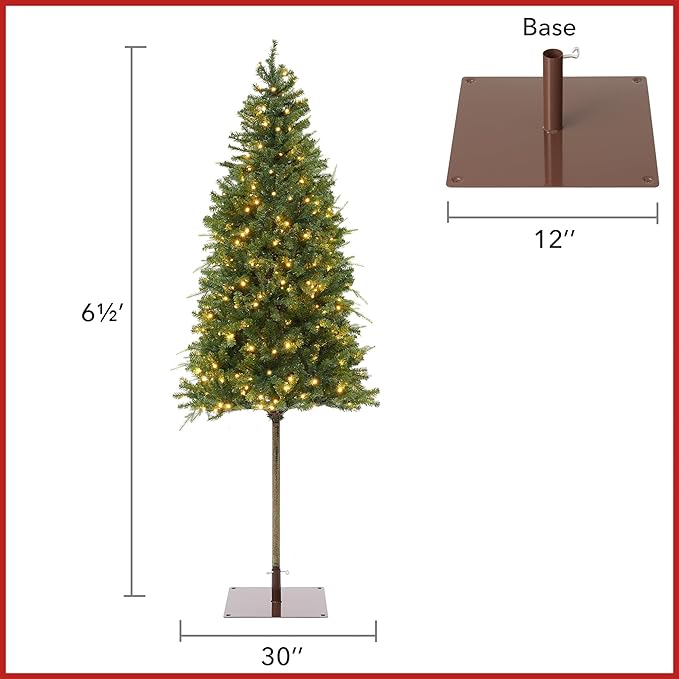 Casafield 6.5FT Pre-Lit Realistic Pencil Alpine Fir Artificial Holiday Christmas Tree with LED Lights and Metal Stand