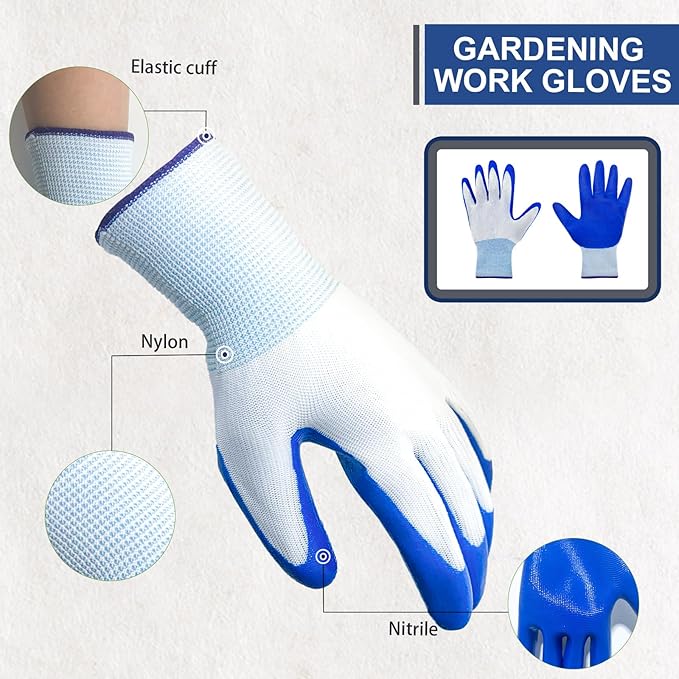 120 Pairs Gardening Work Gloves Bulk for Men Women, Breathable Rubber Coated Garden Gloves for Construction, 9.1 Inch