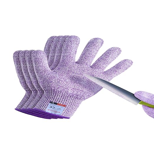2 Pairs Cut Resistant Gloves for Kids 7-9 Years, Level 5 Protection Cutting Gloves Food Grade for Cooking, Whittling, Wood Carving, Gardening and DIY(Violet-XXS)