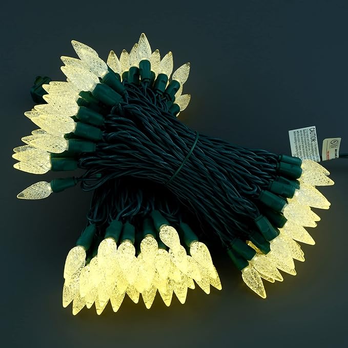 YULETIME Warm White One-Piece C6 Strawberry Christmas Lights 140 Count 71 Feet, 2 Sets 70 LED 35.5 ft High Waterproof UL Certified String Light (Warm White)