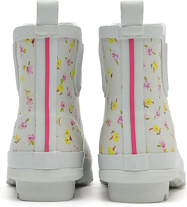 SWIFTFROG Rain Boots for Women - Waterproof Ankle Garden Shoes Anti-Slipping Floral Printed Rainboots for Ladies Stylish Light Ankle Rain Shoes, Women's Rain Footwear