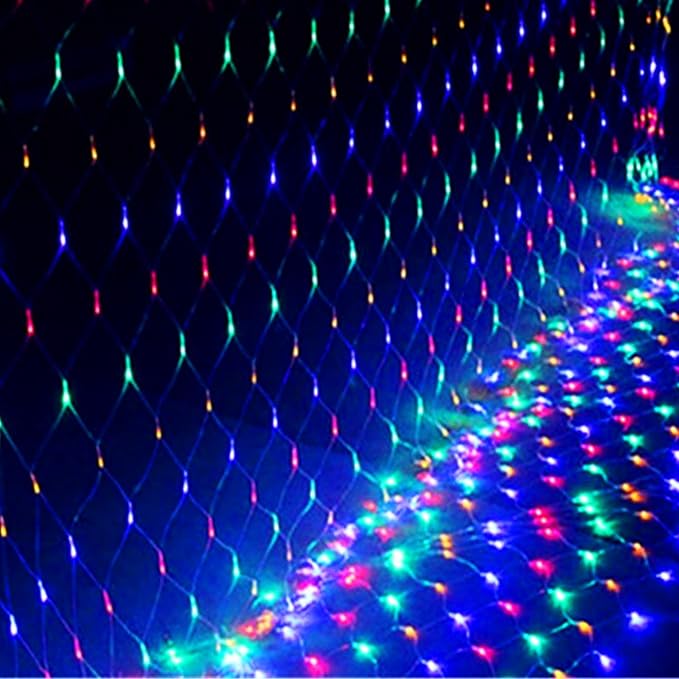 Dazzle Bright Christmas 200 LED Net Lights, 9.8 FT x 6.6 FT Connectable Mesh Lights Clear Wire with 8 Lighting Modes, Christmas Decorations for Indoor Outdoor Bush Yard Garden Decor (Multi-Colored)