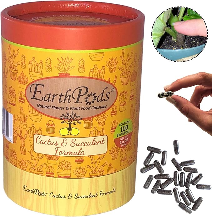 EarthPods® Organic Succulent & Cactus Fertilizer Spikes – 100 Plant Food Capsules - Made in USA