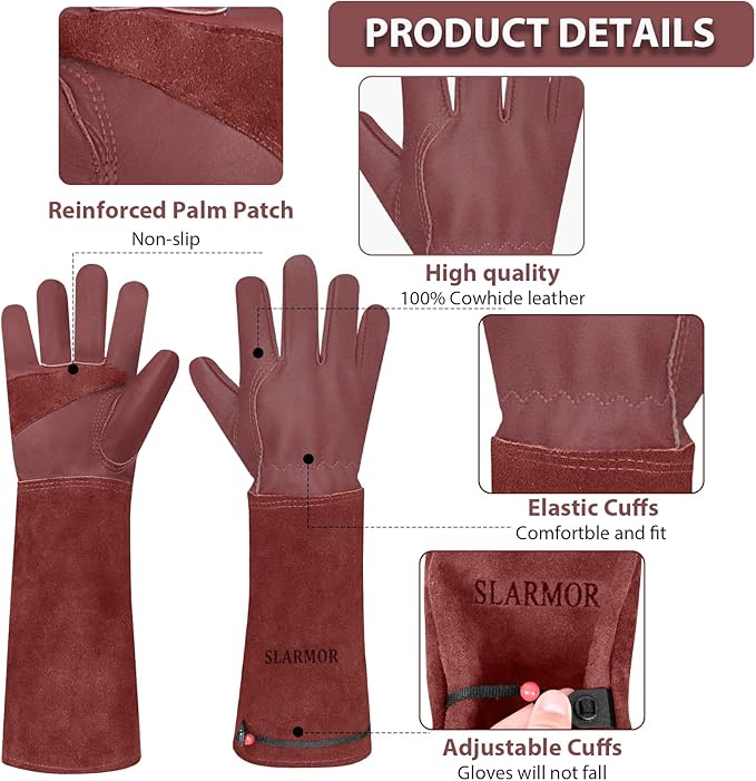 Long Gardening-Gloves Women/Men-Thorn proof Rose Pruning Heavy Duty Gauntlet-XL