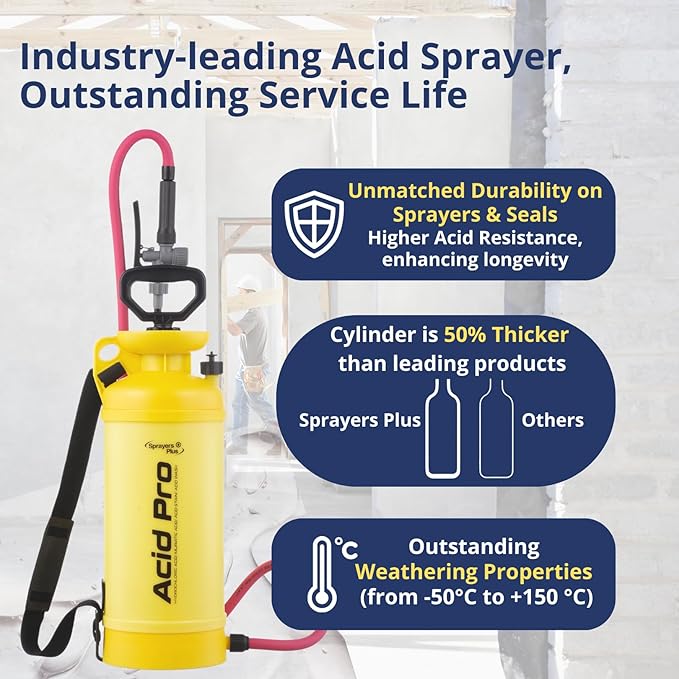 Sprayers Plus Acid Pro Compression Sprayer, Acid Resistsant, Leak-Free, Acid Stain Professional Sprayer,2-Gallon