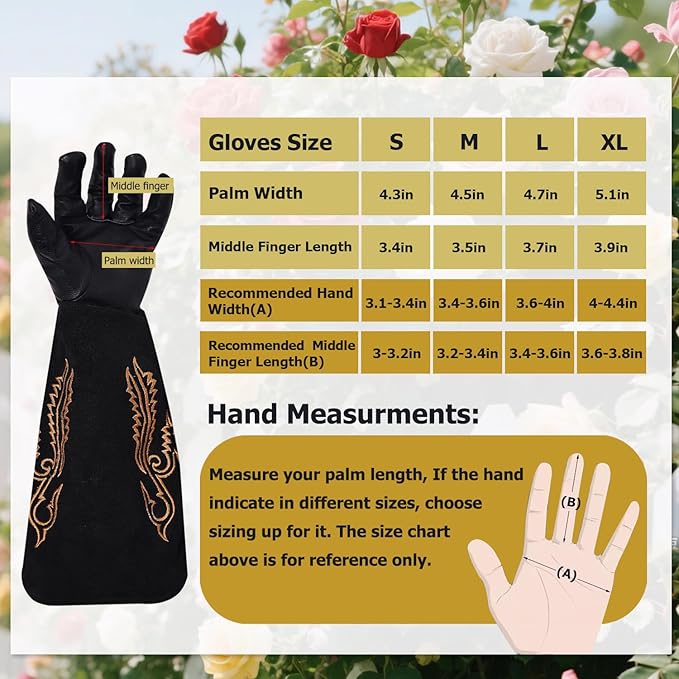 Gardening Gloves Thorn Proof for Rose Pruning & Cactus Trimming, Cowboy Western Style Long Leather Garden Gloves for Women & Men (Western Style, Medium)