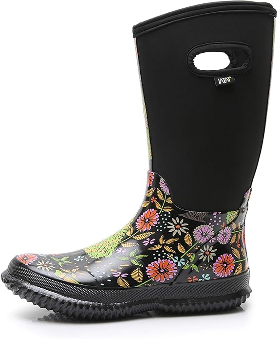 WTW Mid Calf Rain Boots for Women - Waterproof Insulated Neoprene Mud Boots Outdoor Hunting Garden Boots