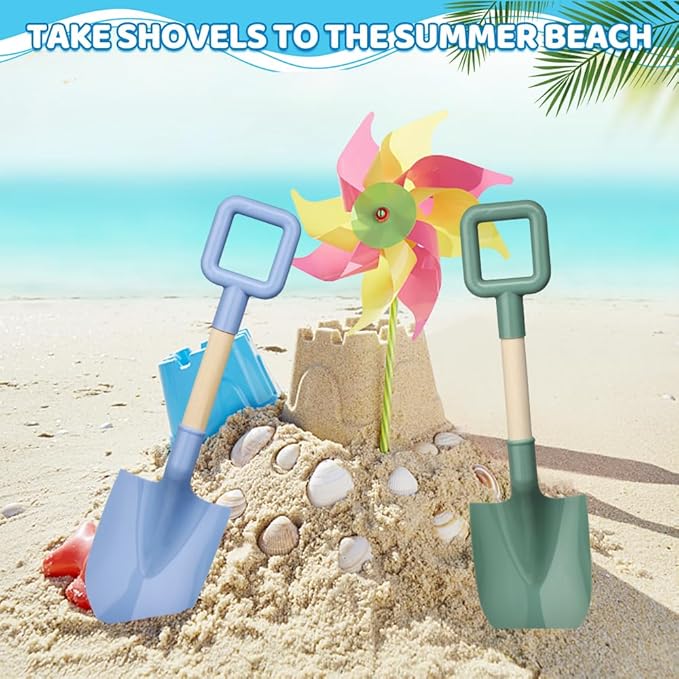 Dilabnba16in/40cm Kids Beach Spades Sand Shovels Toy Gardening Tool, Sturdy Wood Handle ABS Plastic Shovel Scoop Garden Sand Beach Sandbox Backyard Digging Summer Toy for Toddler Boy Girl 3-10(2PCS)