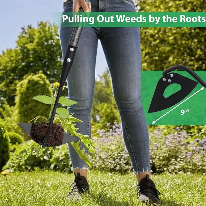 Garden Hoe, 84" Hollow Hoe Garden Tool with Long Handle and Sturdy Blade for Digging, Weeding, Hoeing, Cutting and Loosing Soil, Sickle Gardening Set Heavy Duty Landscaping Tools