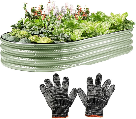 Raised Garden Bed, Galvanized Planter Raised Beds for Outdoor,Vegetables, Flowers & Herbs, Heavy-Duty Metal Raised Garden Beds Outdoor, Rust-Resistant & Easy Assembly (Green, 4x2x1 ft)