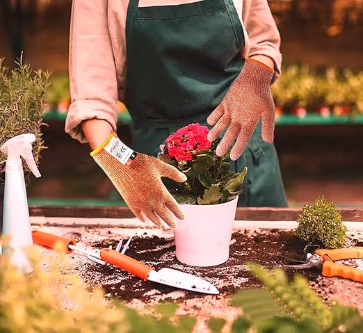 Cutting Gloves, 2 Pairs of Cut Resistant Gloves Food Grade, Cut Resistant Gloves for Kitchen, Oyster Shucking, Fish Fillet Processing, Carving Wood and Gardening(Large-Orange)