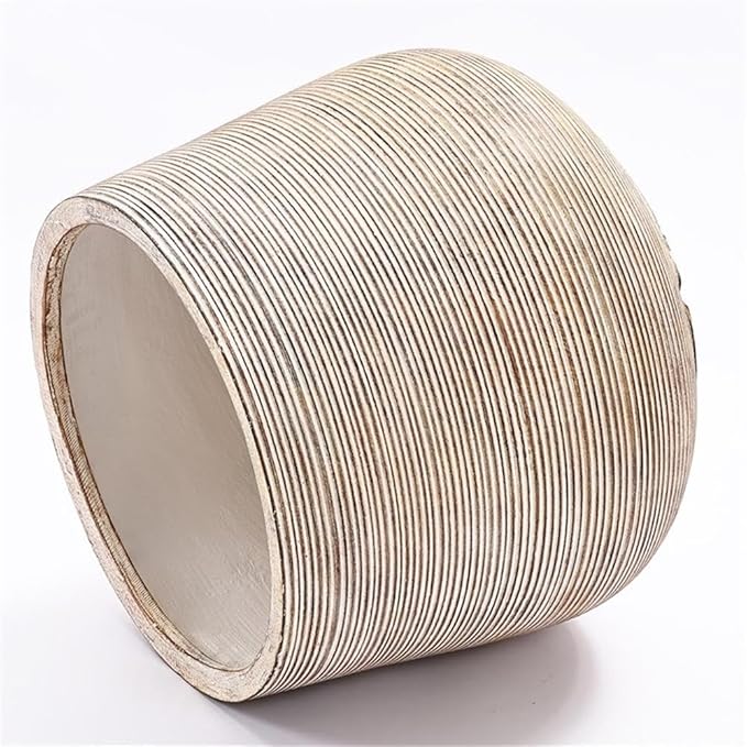 LuxenHome 17" Dia Round Planters for Indoor Plants, Large Outdoor Planters with Drainage Holes, Concrete Distressed Plant Pots Indoor & Outdoor for Home Garden Patio