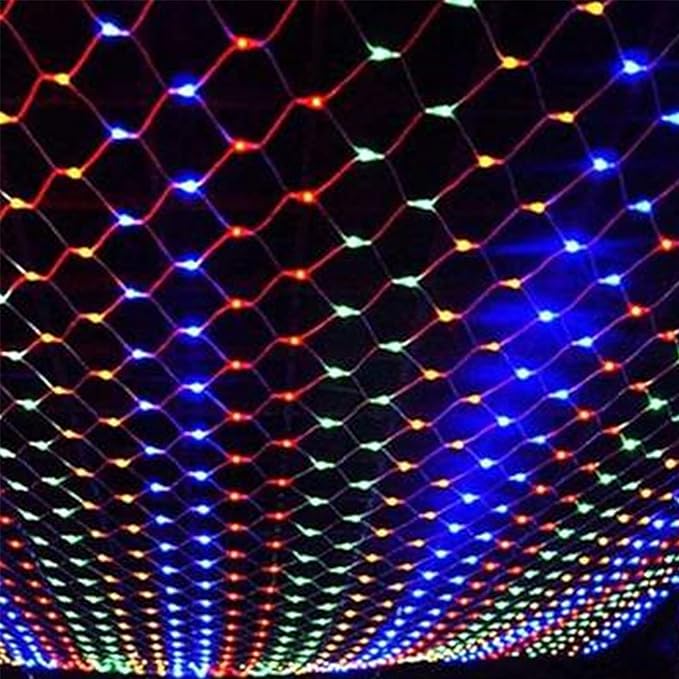 Dazzle Bright Christmas 200 LED Net Lights, 9.8 FT x 6.6 FT Connectable Mesh Lights Clear Wire with 8 Lighting Modes, Christmas Decorations for Indoor Outdoor Bush Yard Garden Decor (Multi-Colored)