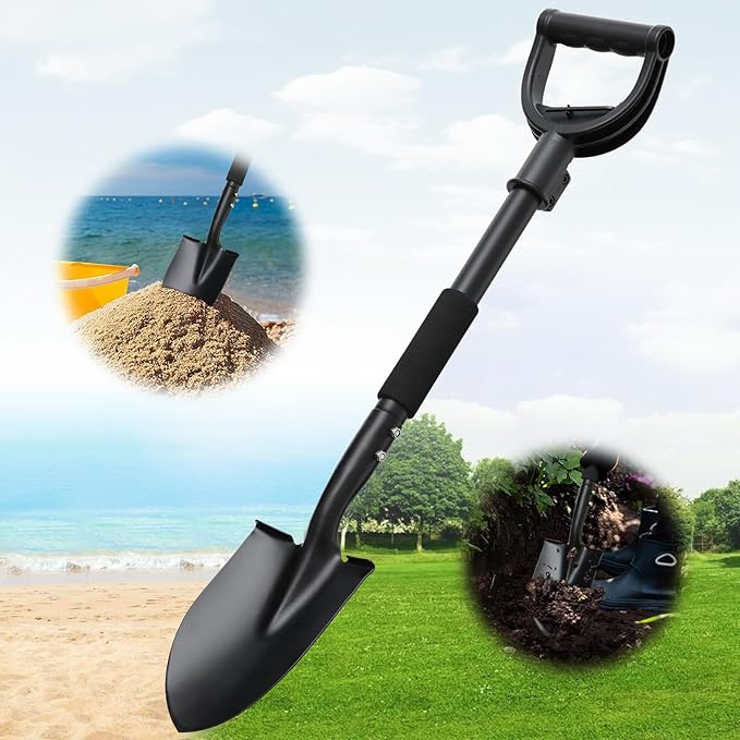 Garden Shovel, 31 Inch Small Garden Shovel, Light Weight Metal Gardening Flat Small Digging Shovel Spade for Kids, Planting, Gardening, Camping, Car, Mini Shovel- 6 Inch Wide Spade