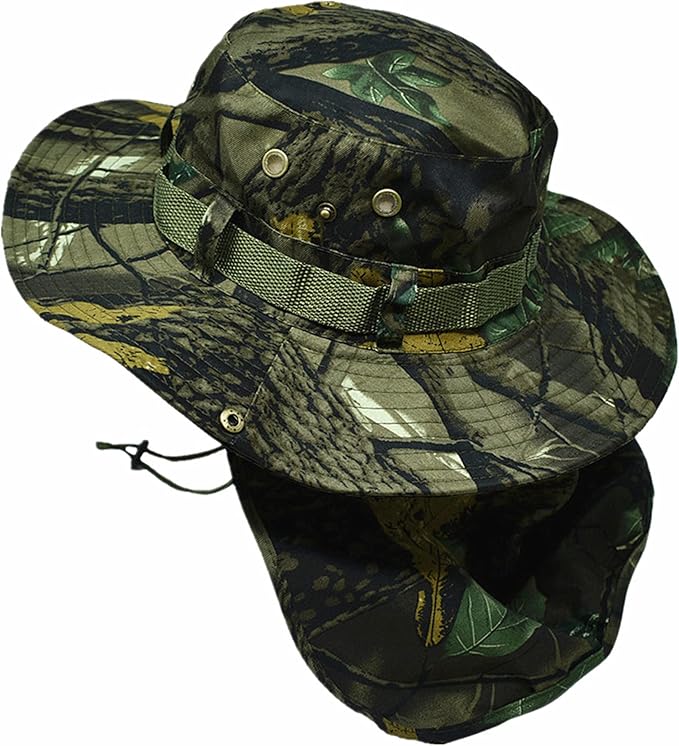 Glory Max Bucket Boonie Hat with Neck Flap Cover Sun Safari Wide Brim Fishing Garden Hiking Cap