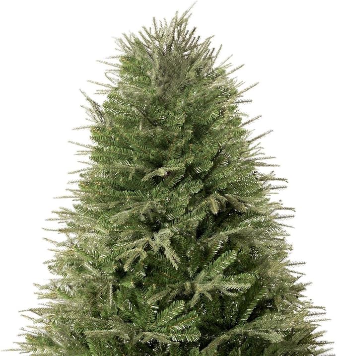 Camden 7.5ft Prelit Artificial Christmas Tree with Foot Pedal, 2755 Branch Tips, 600 Warm Lights and Metal Stand, 58" Wide Realistic Hinged Christmas Tree with Lights by Naomi Home