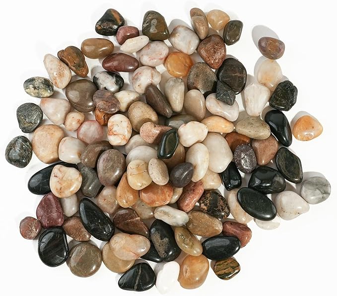 12 LBS River Rocks, StoneCreek, Decorative Garden Stones for Plant Landscaping, Polished Gravel Filler Pebbles for Home Decoration, Vases, Succulents, Flower Beds and Fish Tanks (Mixed Color, Medium)