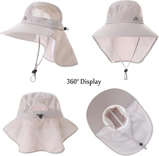 UV Sun Protection Hat Women Foldable Neck Flap Wide Brim Fishing Hat with Ponytail Hole for Women